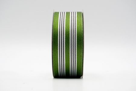 Πράσινη Γκροσγκρέν Κορδέλα με Μεσαίες Ρίγες_K1760-580